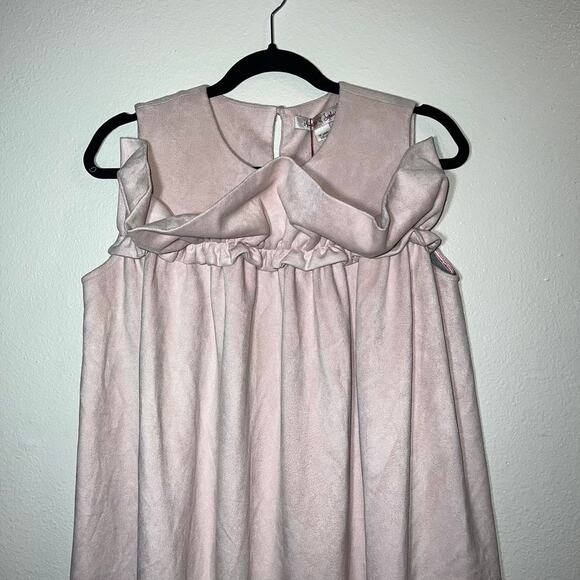 NWT Amelie et Sophie Light Pink Sleeveless Shift Dress with Ruffle Front - Picture 3 of 11